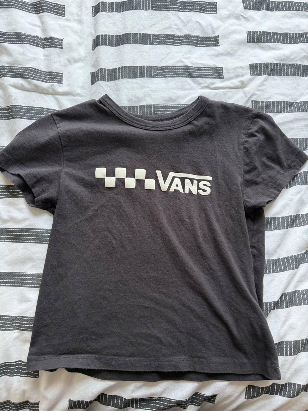 Vans Black Tee with White Checkerboard Logo